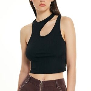 Solid Asymmetrical Sleeveless Crop Top